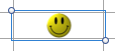 Smiley emoji image selected in Typinator snippet editor on macOS — example of inserting and positioning images within formatted text expansions.
