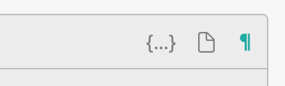 Typinator toolbar icons on macOS showing script snippet, plain text snippet, and formatting marker symbols — interface detail for managing text expansion types.